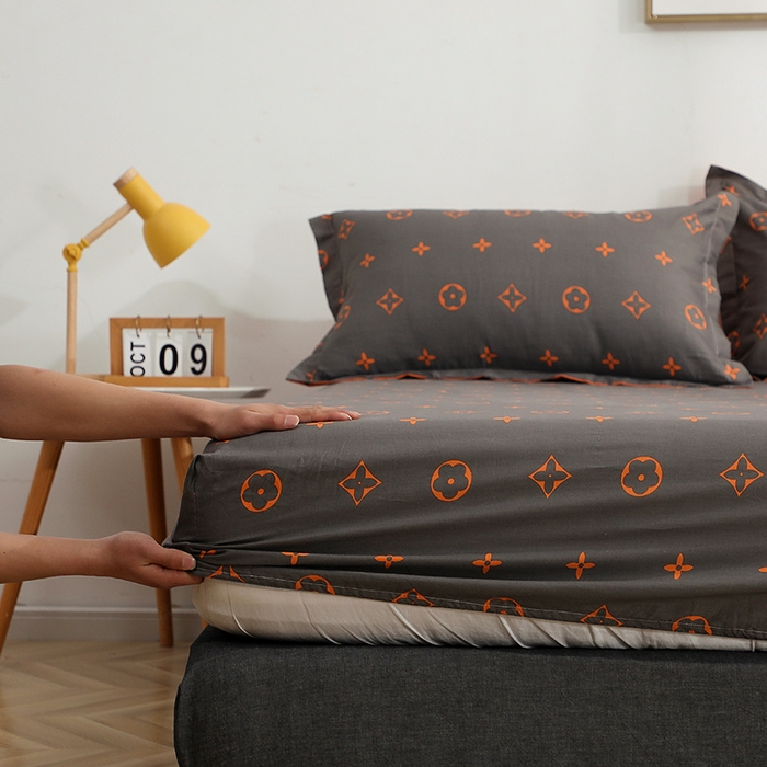 91家纺网 家纺一手货源 找家纺 贝兰仙奴 2025春夏新款全棉纯棉12868印花四件套 潮流咖