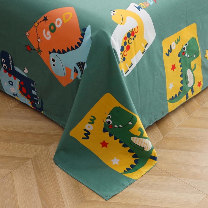 91家纺网 家纺一手货源 找家纺 贝兰仙奴 2025春夏新款全棉纯棉12868印花四件套 恐龙家族