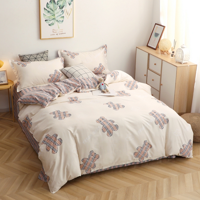 91家纺网 家纺一手货源 找家纺 贝兰仙奴 2025春夏新款全棉纯棉12868印花四件套 小熊宝莉米