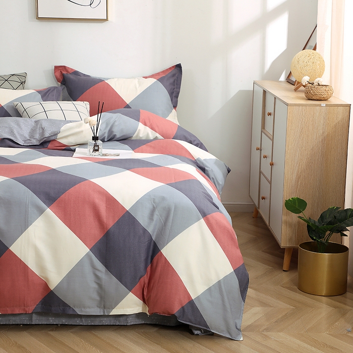 91家纺网 家纺一手货源 找家纺 贝兰仙奴 2025春夏新款全棉纯棉12868印花四件套 梦想时光红