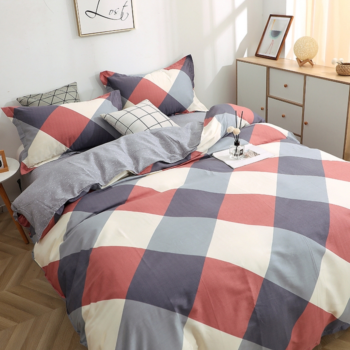 91家纺网 家纺一手货源 找家纺 贝兰仙奴 2025春夏新款全棉纯棉12868印花四件套 梦想时光红