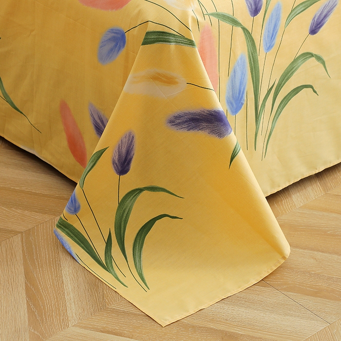 91家纺网 家纺一手货源 找家纺 贝兰仙奴 2025春夏新款全棉纯棉12868印花四件套 香氛密语黄