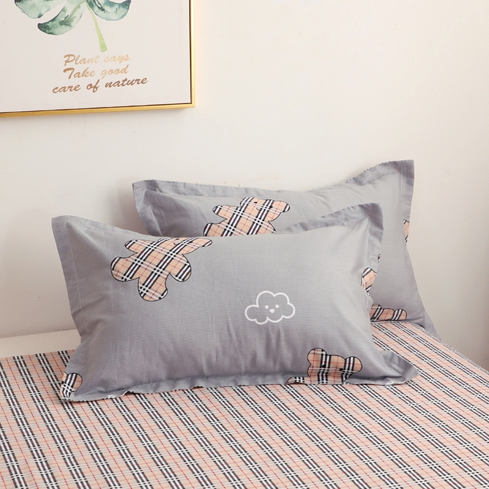 91家纺网 家纺一手货源 找家纺 贝兰仙奴 2025春夏新款全棉纯棉12868印花四件套 小熊宝莉灰