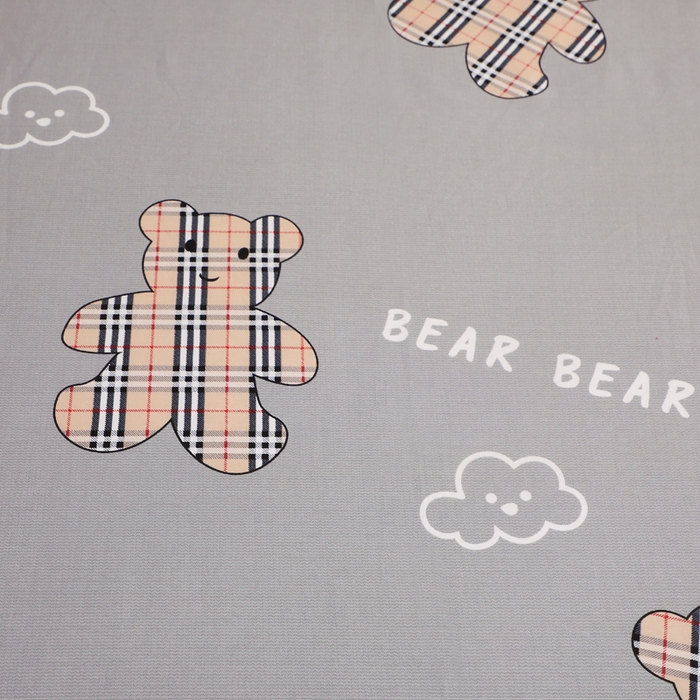 91家纺网 家纺一手货源 找家纺 贝兰仙奴 2025春夏新款全棉纯棉12868印花四件套 小熊宝莉灰