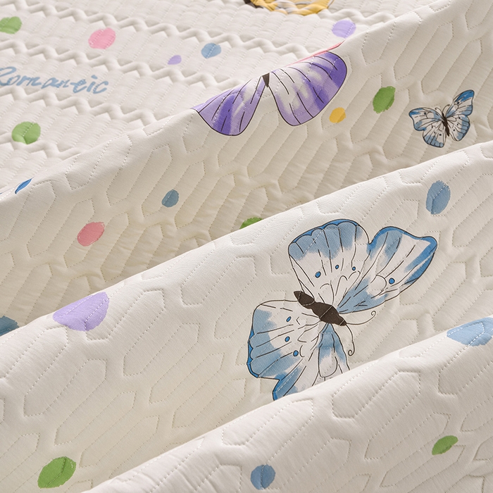 91家纺网 家纺一手货源 找家纺 床笠人家 2025新款全棉夹棉防水床垫 蝶舞