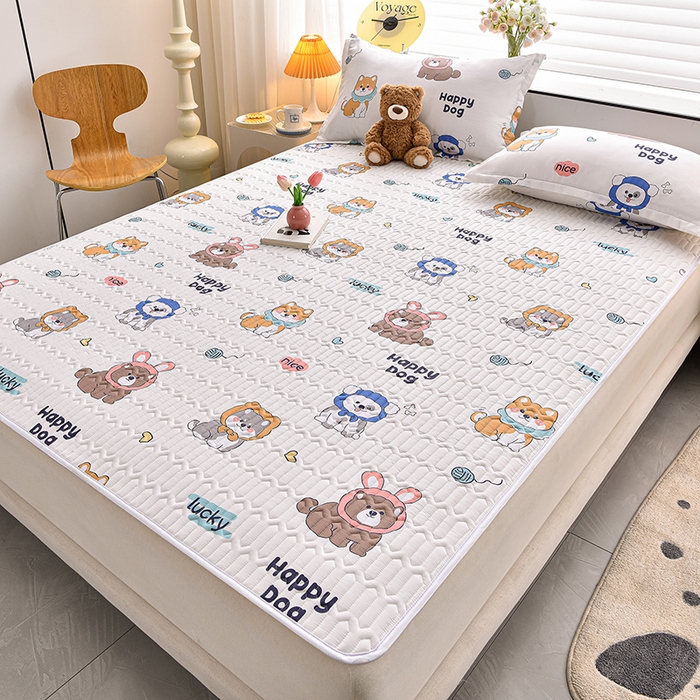 91家纺网 家纺一手货源 找家纺 床笠人家 2025新款全棉夹棉防水床垫 嗨皮狗