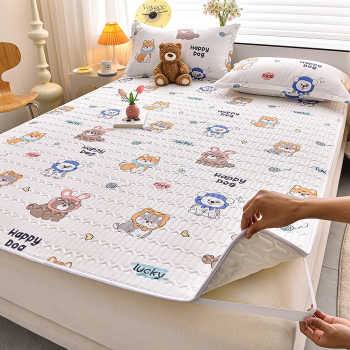 91家纺网 家纺一手货源 找家纺 床笠人家 2025新款全棉夹棉防水床垫 嗨皮狗