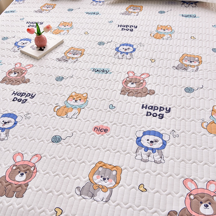 91家纺网 家纺一手货源 找家纺 床笠人家 2025新款全棉夹棉防水床垫 嗨皮狗