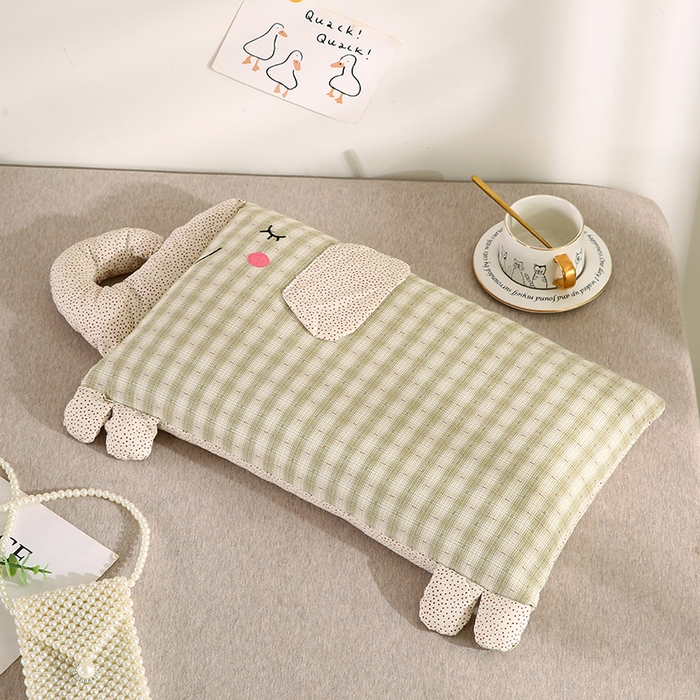 91家纺网 家纺一手货源 找家纺 蔻眠 幸运象-全棉卡通荞麦护颈枕芯儿童学生枕头 幸运象-绿色 35x60cm 甜荞壳