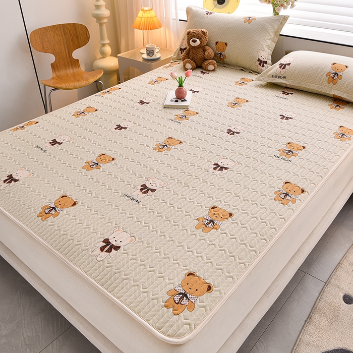 91家纺网 家纺一手货源 找家纺 床笠人家 2025新款全棉夹棉防水床垫 酷乐熊