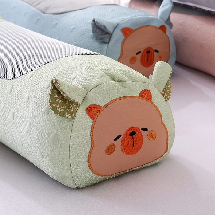 91家纺网 家纺一手货源 找家纺 蔻眠 呆萌猪-夏季凉感丝荞麦护颈枕头成人凉豆豆枕芯 呆萌猪-绿色 25x55cm 甜荞壳