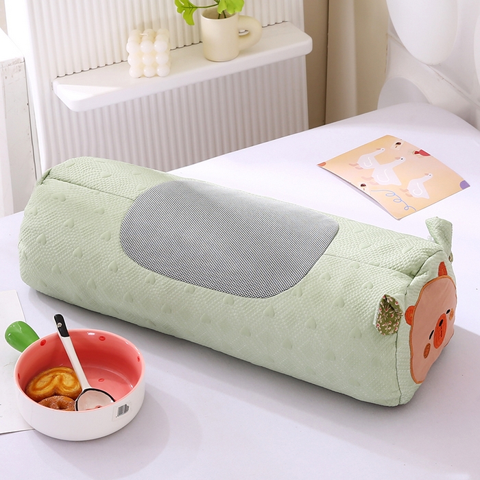 蔻眠 呆萌猪-夏季凉感丝荞麦护颈枕头成人凉豆豆枕芯 呆萌猪-绿色 25x55cm 苦荞壳