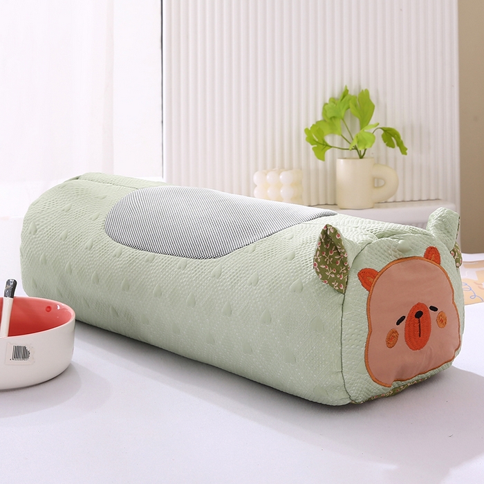 91家纺网 家纺一手货源 找家纺 蔻眠 呆萌猪-夏季凉感丝荞麦护颈枕头成人凉豆豆枕芯 呆萌猪-绿色 25x55cm 苦荞壳