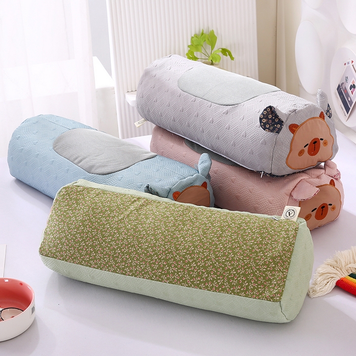 91家纺网 家纺一手货源 找家纺 蔻眠 呆萌猪-夏季凉感丝荞麦护颈枕头成人凉豆豆枕芯 主图 25x55cm 苦荞壳