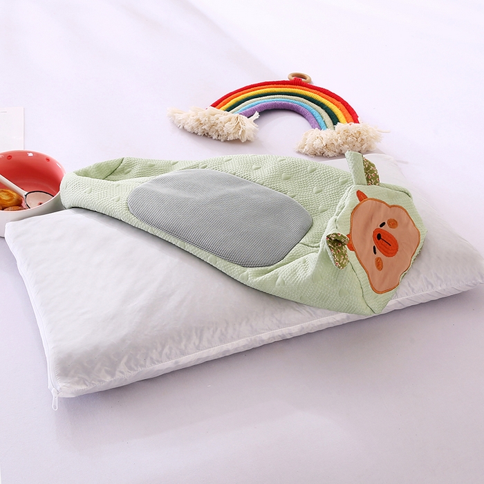 91家纺网 家纺一手货源 找家纺 蔻眠 呆萌猪-夏季凉感丝荞麦护颈枕头成人凉豆豆枕芯 呆萌猪-绿色 25x55cm 甜荞壳