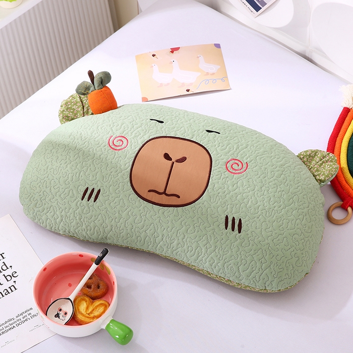 91家纺网 家纺一手货源 找家纺 蔻眠 卡皮巴拉-夏季凉感丝荞麦护颈枕头成人凉豆豆枕芯 卡皮巴拉-绿色 30x55cm 甜荞壳