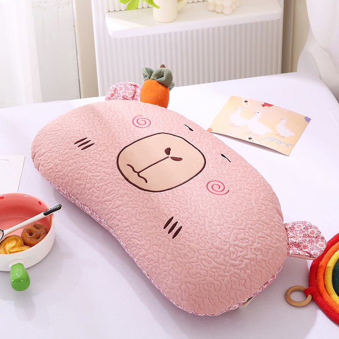 91家纺网 家纺一手货源 找家纺 蔻眠 卡皮巴拉-夏季凉感丝荞麦护颈枕头成人凉豆豆枕芯 卡皮巴拉-粉色 30x55cm 甜荞壳