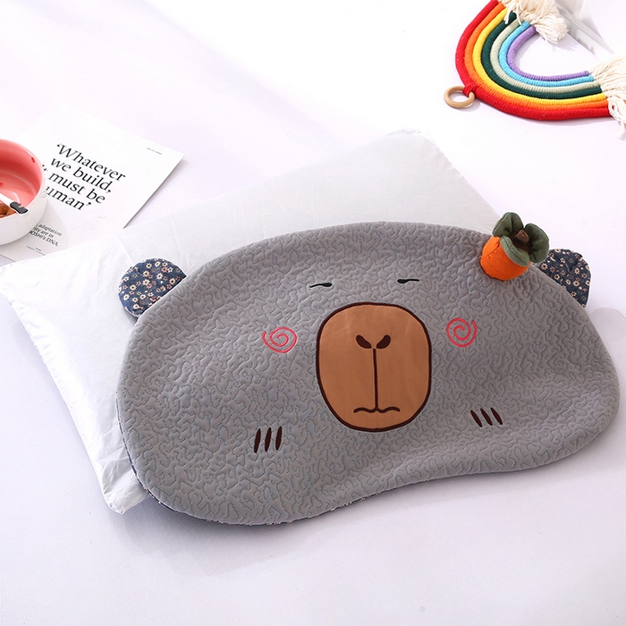 91家纺网 家纺一手货源 找家纺 蔻眠 卡皮巴拉-夏季凉感丝荞麦护颈枕头成人凉豆豆枕芯 卡皮巴拉-灰色 30x55cm 甜荞壳