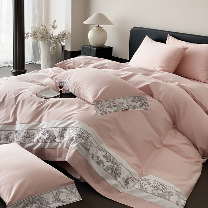 91家纺网 家纺一手货源 找家纺 （总）云栖2025全棉纯棉长绒棉绣花四件套-浮生若梦