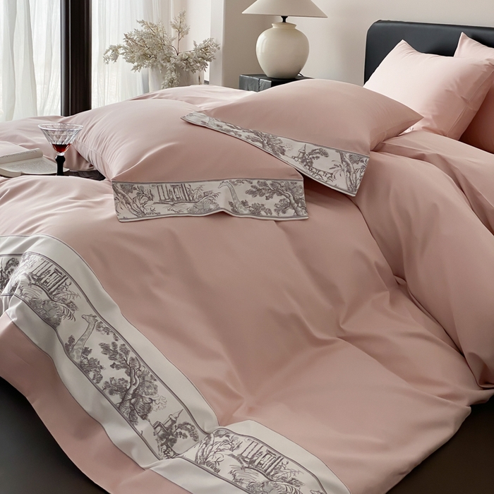 91家纺网 家纺一手货源 找家纺 （总）云栖2025全棉纯棉长绒棉绣花四件套-浮生若梦