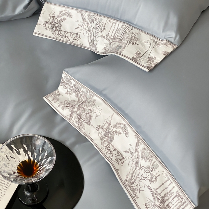 91家纺网 家纺一手货源 找家纺 云栖2025全棉纯棉长绒棉绣花四件套-浮生若梦 浮生若梦-蓝