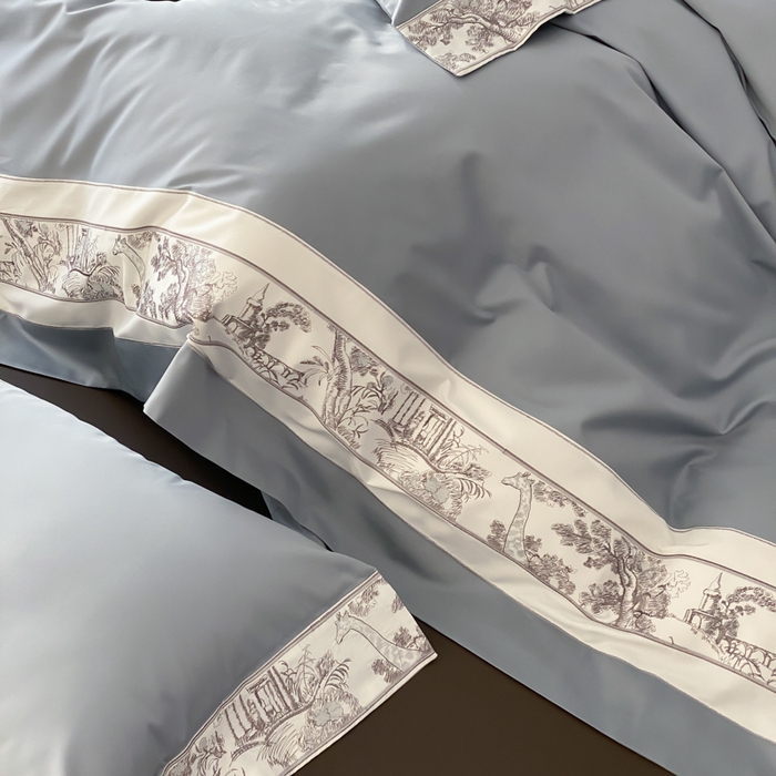 91家纺网 家纺一手货源 找家纺 云栖2025全棉纯棉长绒棉绣花四件套-浮生若梦 浮生若梦-蓝