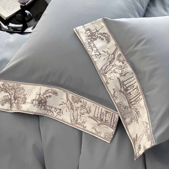 91家纺网 家纺一手货源 找家纺 云栖2025全棉纯棉长绒棉绣花四件套-浮生若梦 浮生若梦-蓝