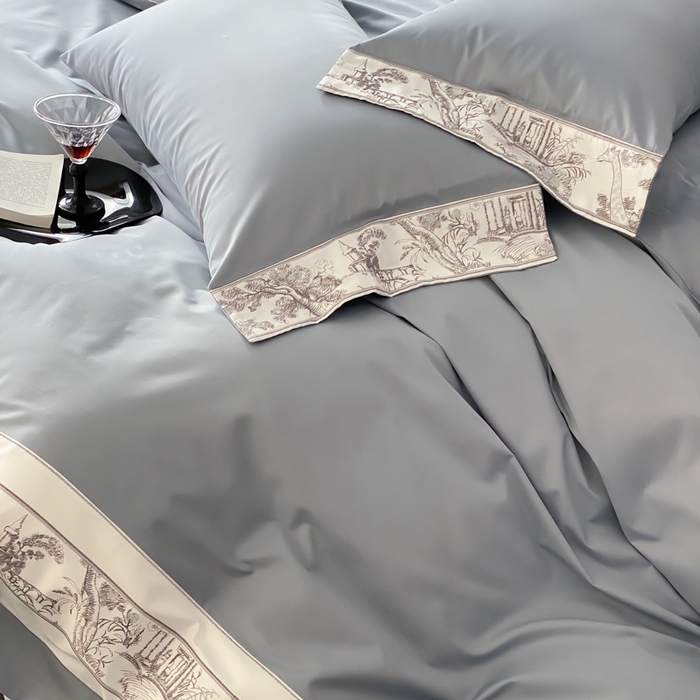 91家纺网 家纺一手货源 找家纺 云栖2025全棉纯棉长绒棉绣花四件套-浮生若梦 浮生若梦-蓝