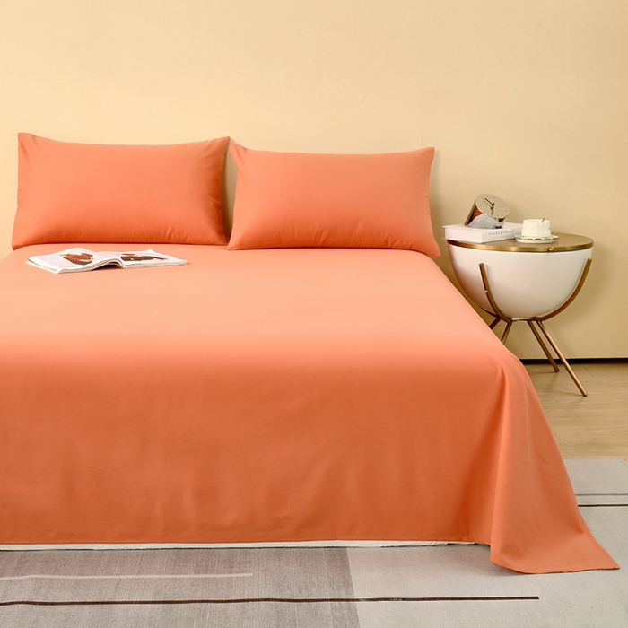 91家纺网 家纺一手货源 找家纺  提供买家秀爆款花型不断货2025A类母婴级全棉磨毛床单纯棉磨毛床笠床单 活力橙