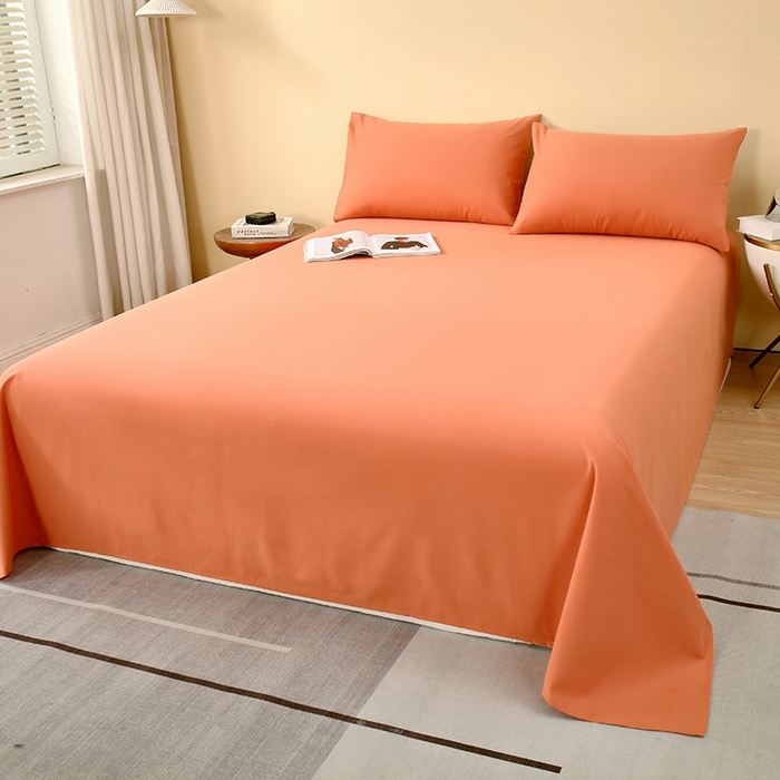 91家纺网 家纺一手货源 找家纺  提供买家秀爆款花型不断货2025A类母婴级全棉磨毛床单纯棉磨毛床笠床单 活力橙