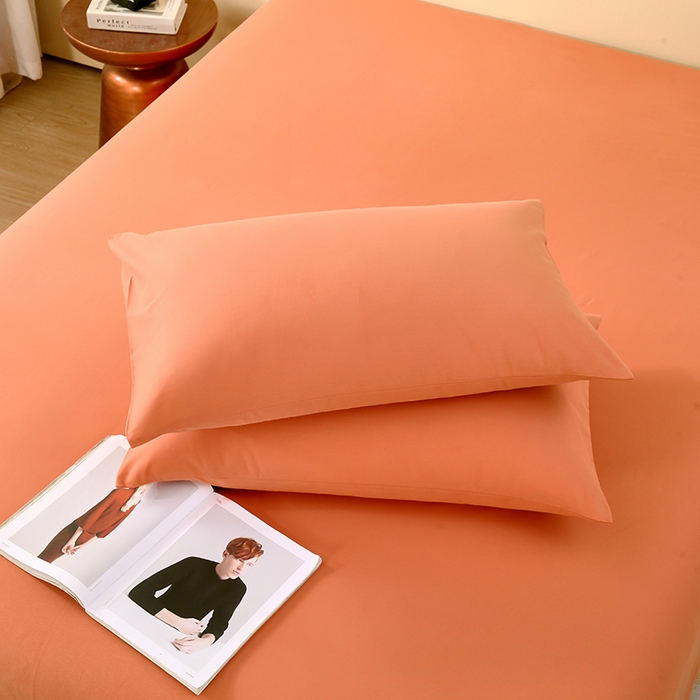 91家纺网 家纺一手货源 找家纺  提供买家秀爆款花型不断货2025A类母婴级全棉磨毛床单纯棉磨毛床笠床单 活力橙