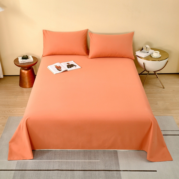 91家纺网 家纺一手货源 找家纺  提供买家秀爆款花型不断货2025A类母婴级全棉磨毛床单纯棉磨毛床笠床单 活力橙