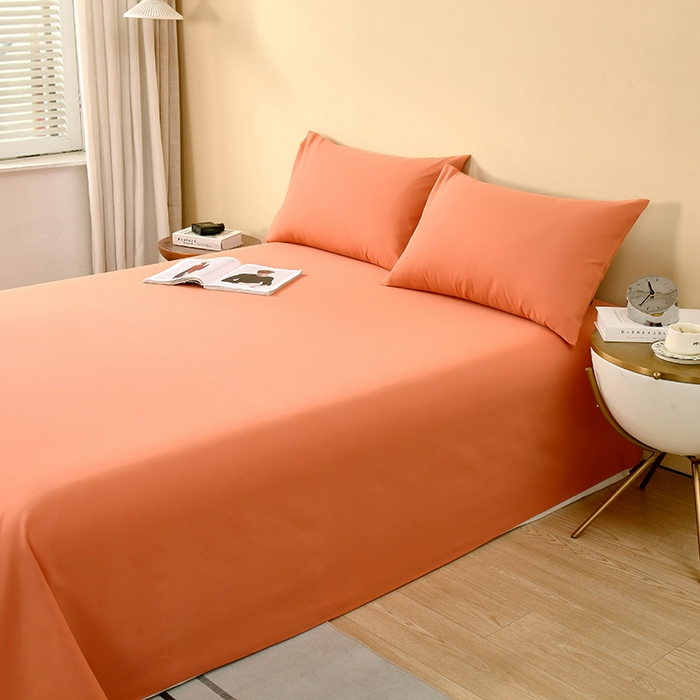 91家纺网 家纺一手货源 找家纺  提供买家秀爆款花型不断货2025A类母婴级全棉磨毛床单纯棉磨毛床笠床单 活力橙