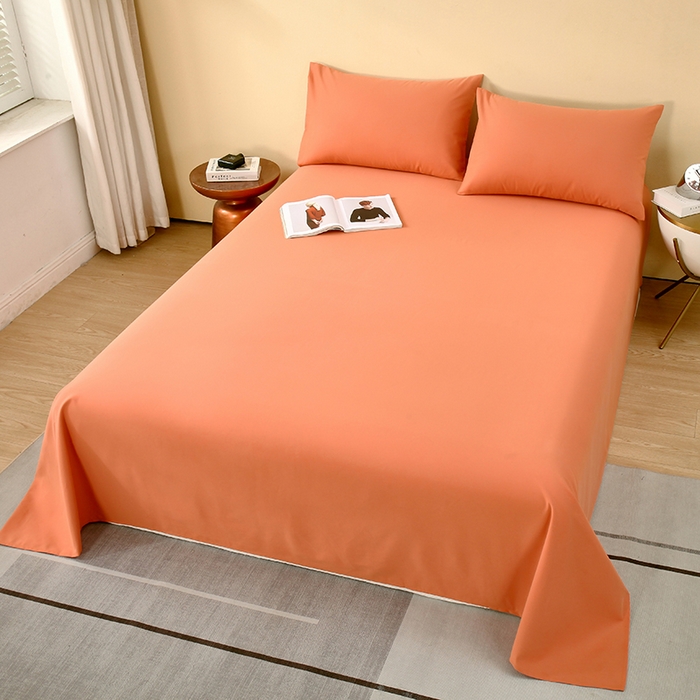 91家纺网 家纺一手货源 找家纺  提供买家秀爆款花型不断货2025A类母婴级全棉磨毛床单纯棉磨毛床笠床单 活力橙