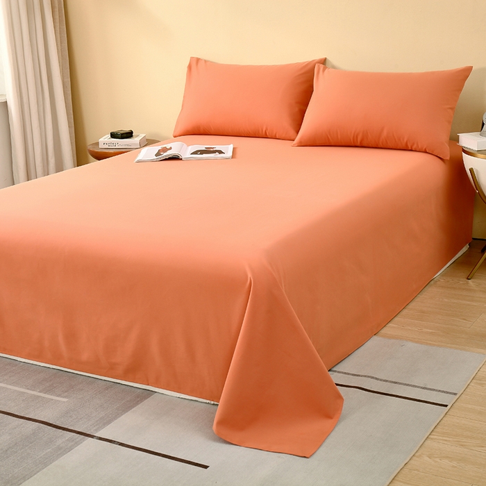 91家纺网 家纺一手货源 找家纺  提供买家秀爆款花型不断货2025A类母婴级全棉磨毛床单纯棉磨毛床笠床单 活力橙