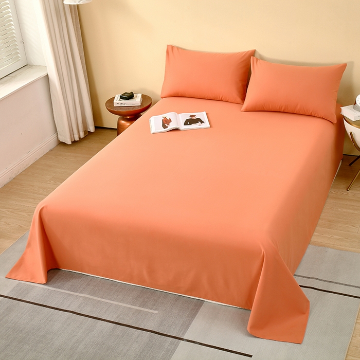 91家纺网 家纺一手货源 找家纺  提供买家秀爆款花型不断货2025A类母婴级全棉磨毛床单纯棉磨毛床笠床单 活力橙