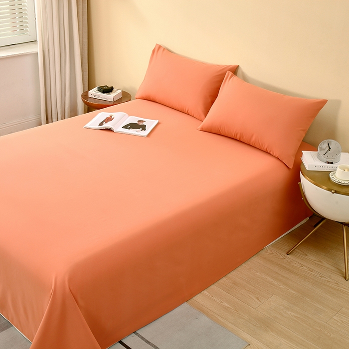 91家纺网 家纺一手货源 找家纺  提供买家秀爆款花型不断货2025A类母婴级全棉磨毛床单纯棉磨毛床笠床单 活力橙