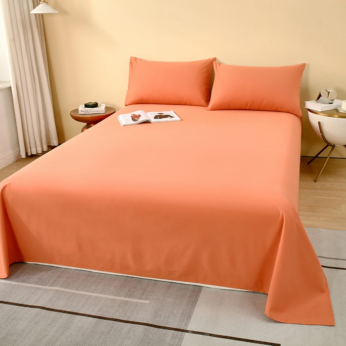 91家纺网 家纺一手货源 找家纺  提供买家秀爆款花型不断货2025A类母婴级全棉磨毛床单纯棉磨毛床笠床单 活力橙