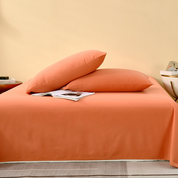 91家纺网 家纺一手货源 找家纺  提供买家秀爆款花型不断货2025A类母婴级全棉磨毛床单纯棉磨毛床笠床单 活力橙