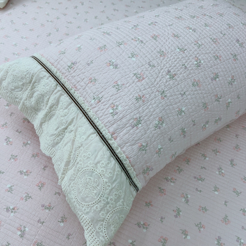 91家纺网 家纺一手货源 找家纺 暖居 2025新款法式13370高密小碎花40支全棉纯棉床盖四件套 艾琳粉