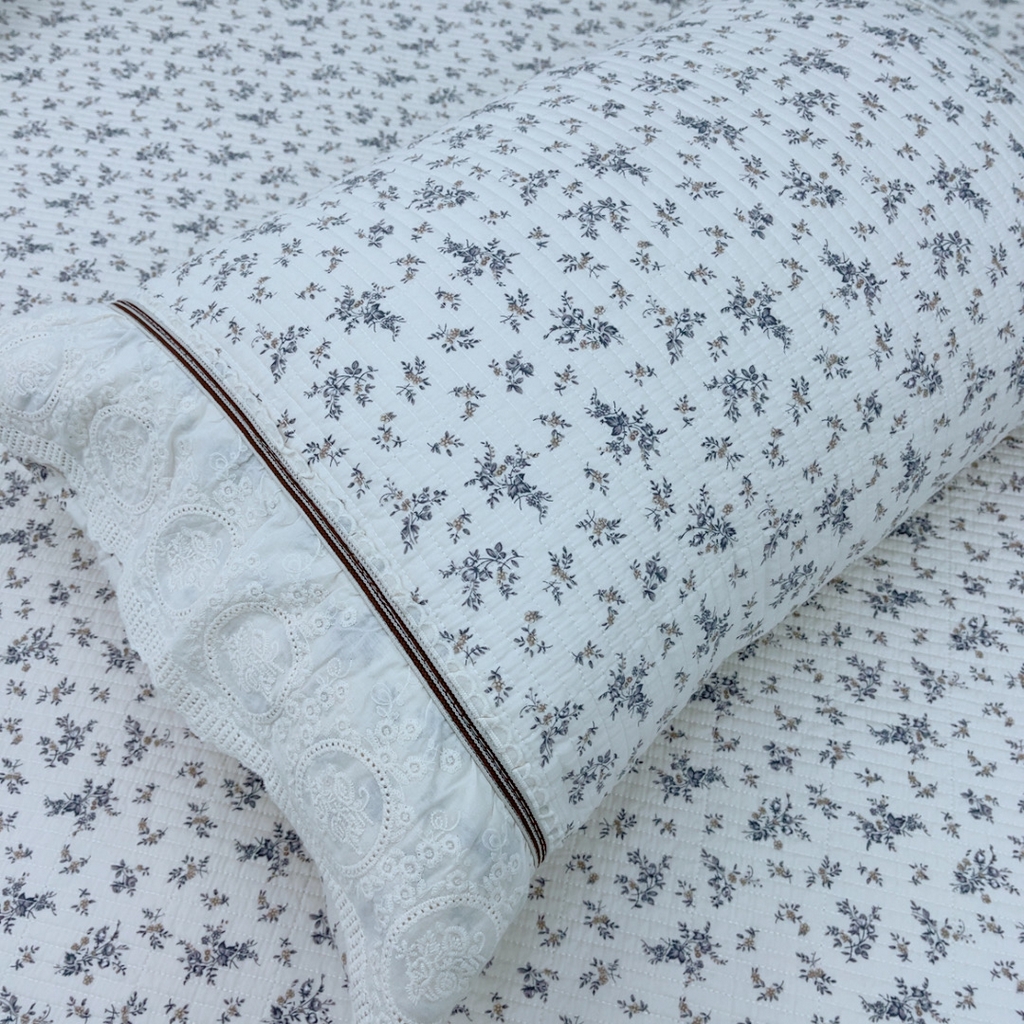 91家纺网 家纺一手货源 找家纺 暖居 2025新款法式13370高密小碎花40支全棉纯棉床盖四件套 风信子