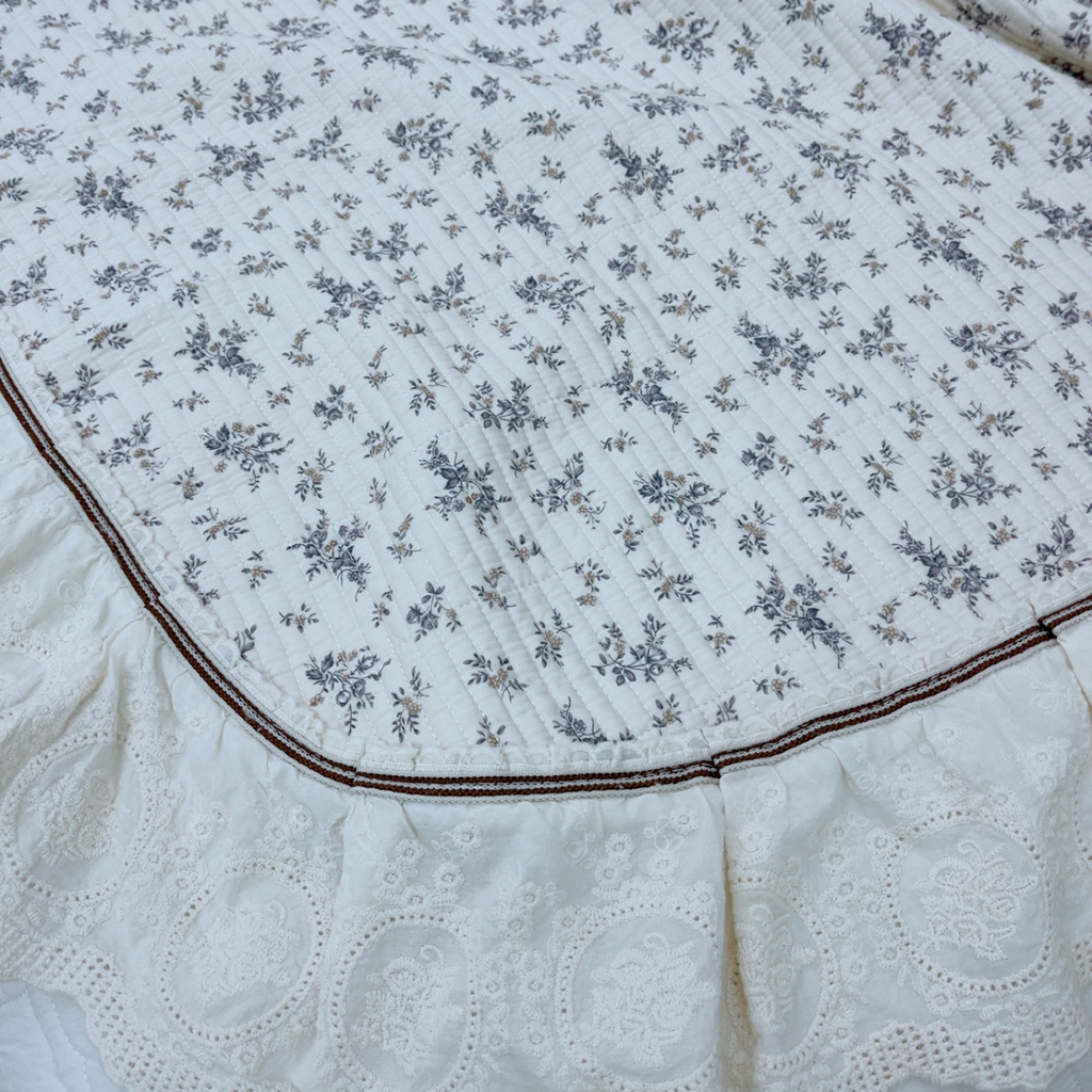 91家纺网 家纺一手货源 找家纺 暖居 2025新款法式13370高密小碎花40支全棉纯棉床盖四件套 风信子