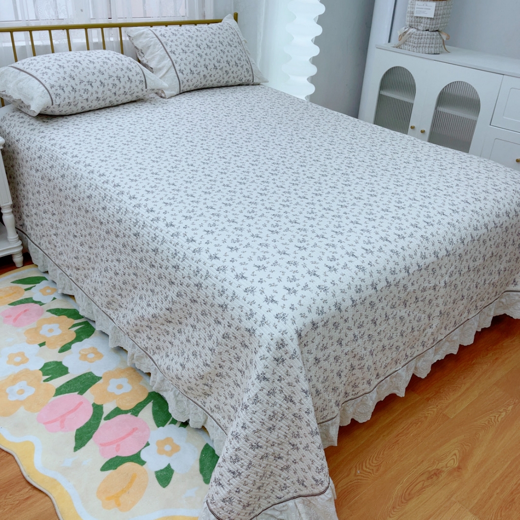 91家纺网 家纺一手货源 找家纺 暖居 2025新款法式13370高密小碎花40支全棉纯棉床盖四件套 风信子