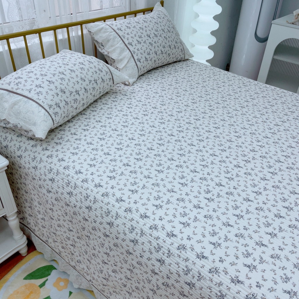 91家纺网 家纺一手货源 找家纺 暖居 2025新款法式13370高密小碎花40支全棉纯棉床盖四件套 风信子