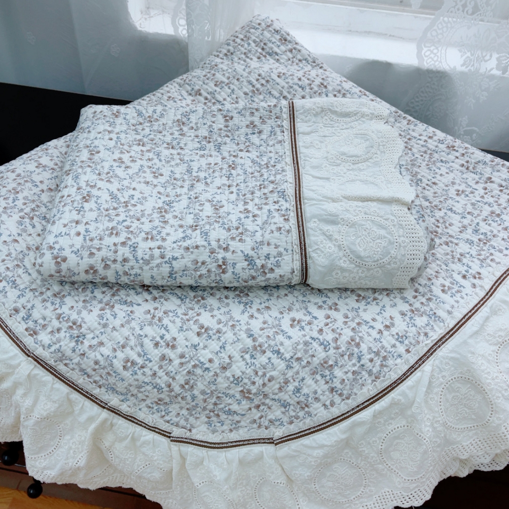 91家纺网 家纺一手货源 找家纺 暖居 2025新款法式13370高密小碎花40支全棉纯棉床盖四件套 倩影