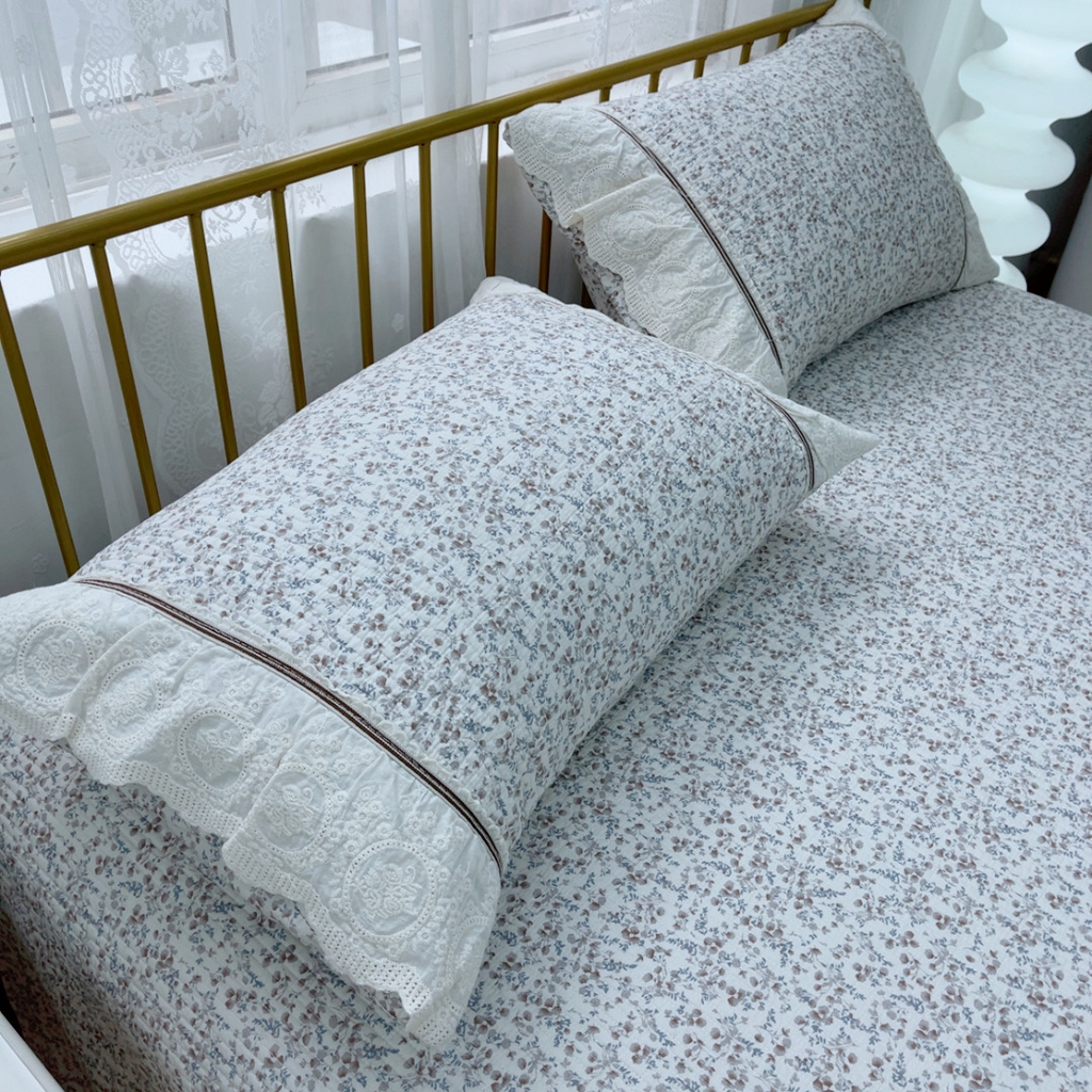 91家纺网 家纺一手货源 找家纺 暖居 2025新款法式13370高密小碎花40支全棉纯棉床盖四件套 倩影