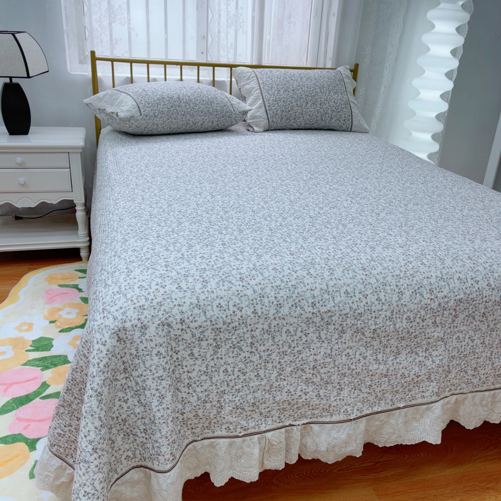 91家纺网 家纺一手货源 找家纺 暖居 2025新款法式13370高密小碎花40支全棉纯棉床盖四件套 倩影