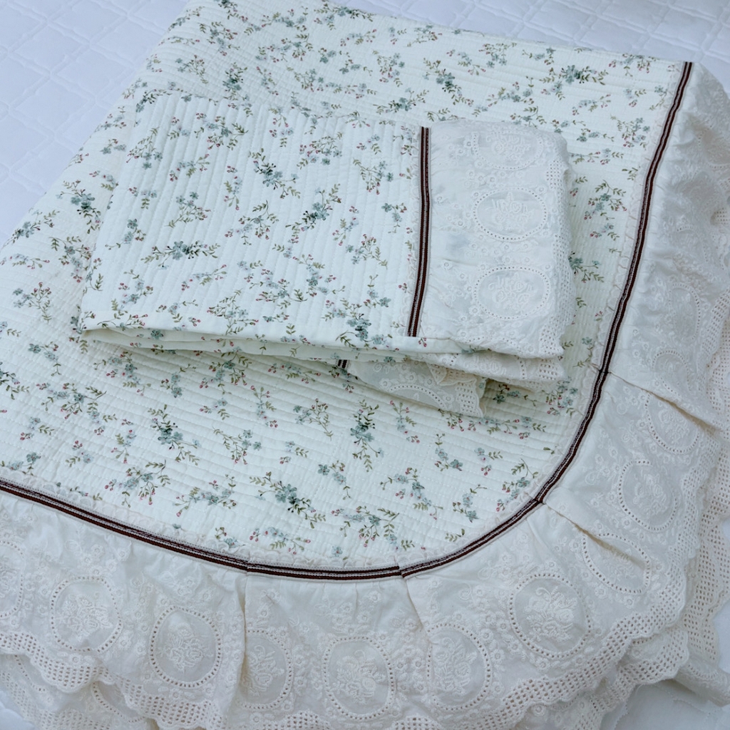 暖居 2025新款法式13370高密小碎花40支全棉纯棉床盖四件套 清风林