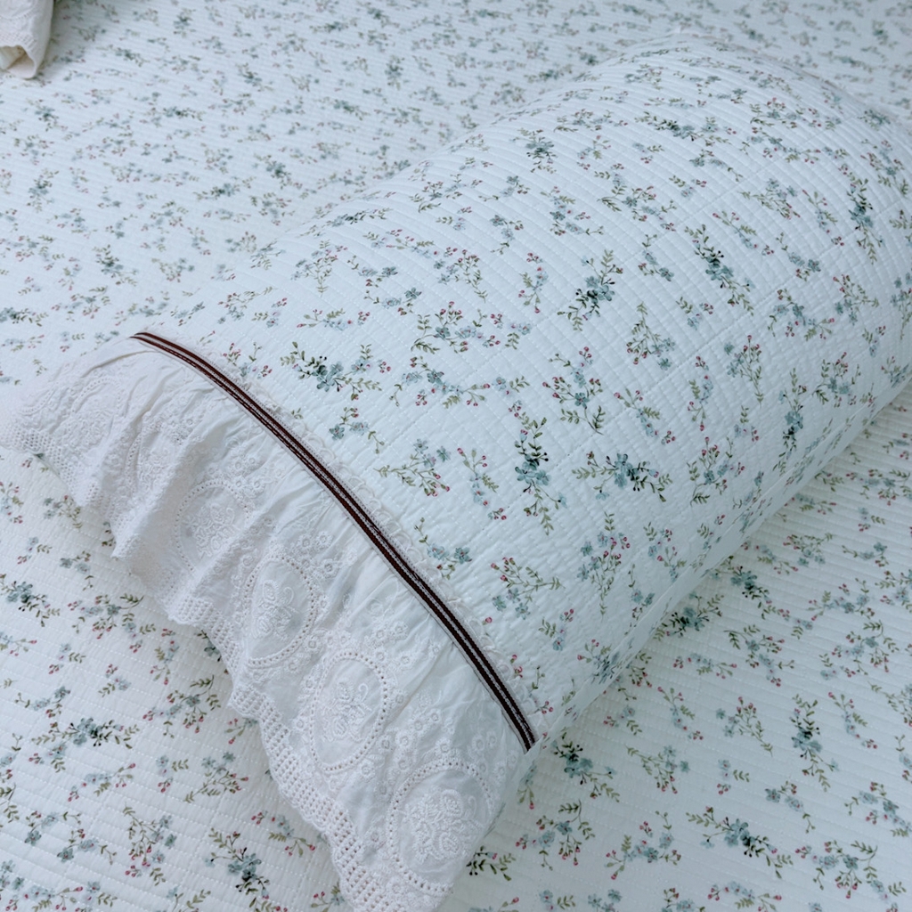 91家纺网 家纺一手货源 找家纺 暖居 2025新款法式13370高密小碎花40支全棉纯棉床盖四件套 清风林