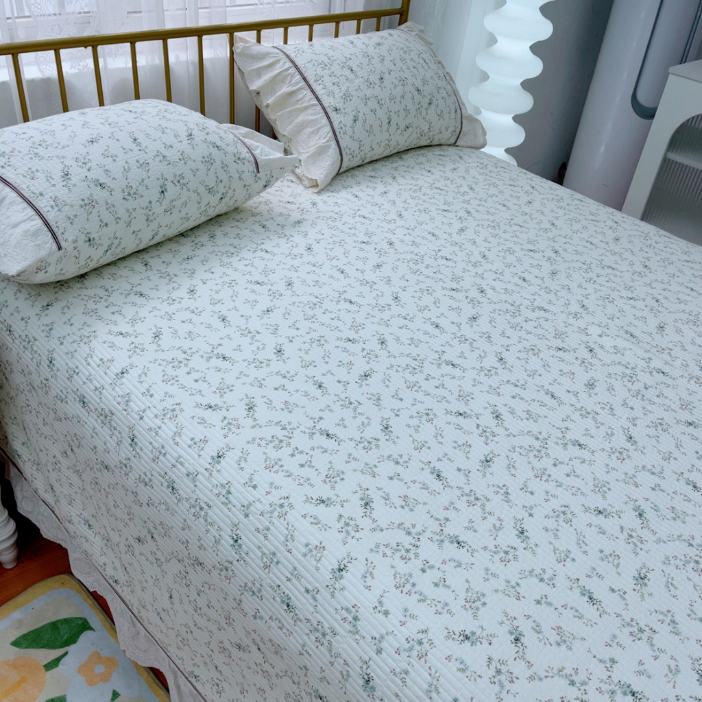 91家纺网 家纺一手货源 找家纺 暖居 2025新款法式13370高密小碎花40支全棉纯棉床盖四件套 清风林